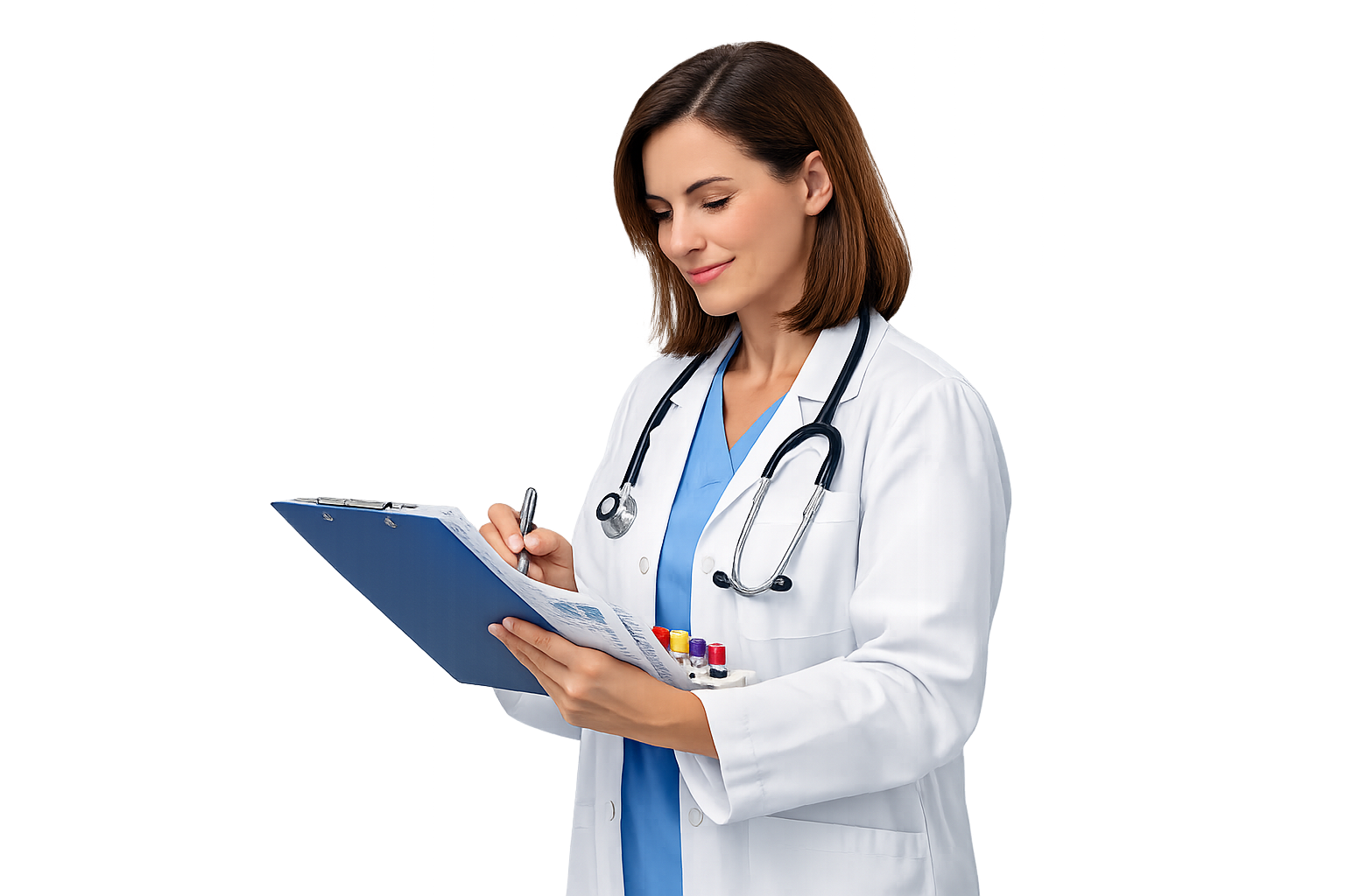 Healthcare professional reviewing laboratory reports